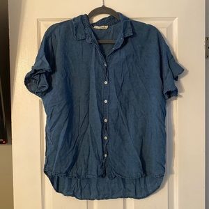 Madewell denim shirt ruffle sleeves
